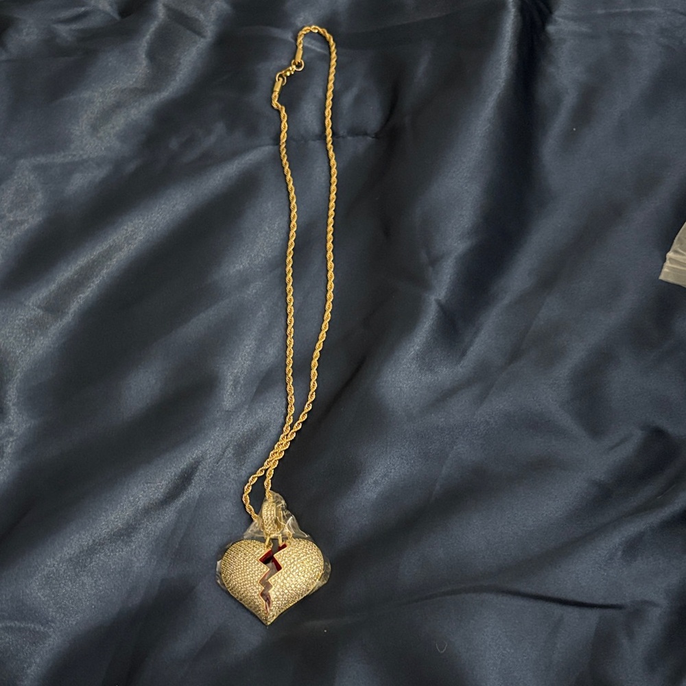 Gold Heart Pendant with Chain